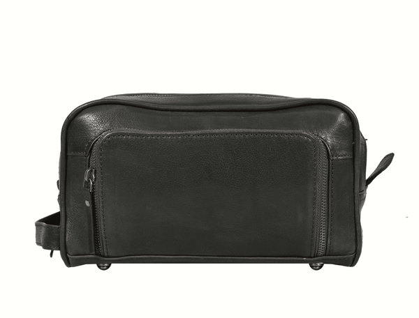 Barcelona Walnut Brown Leather Toiletry Bag - Aaron Leather Goods