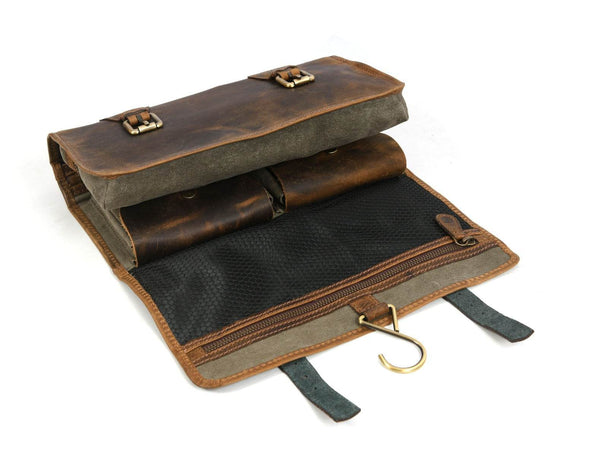 Lexington Leather Toiletry Bag - Vintage Brown - Aaron Leather Goods