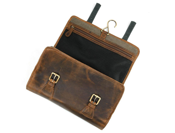 Lexington Leather Toiletry Bag - Vintage Brown - Aaron Leather Goods