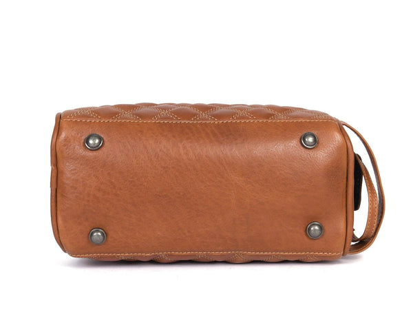 Ample Glide Quilted Leather Toiletry Bag - Caramel - Aaron Leather Goods