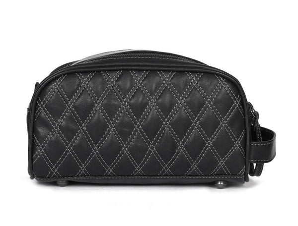 Ample Glide Quilted Leather Toiletry Bag - Black - Aaron Leather Goods