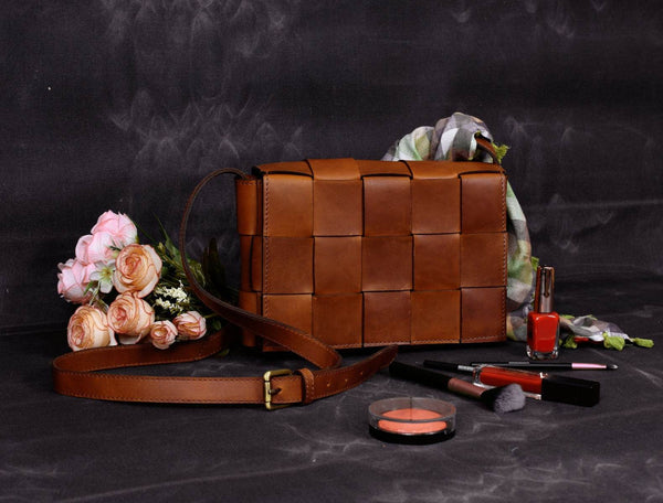 Cieza Sling Bag - Caramel Brown ( Upcycled Leather ) - Aaron Leather Goods