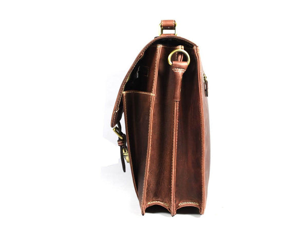 Phoenix Leather Briefcase - Walnut Brown - Aaron Leather Goods