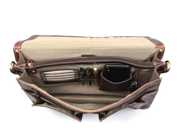 Phoenix Leather Briefcase - Walnut Brown - Aaron Leather Goods