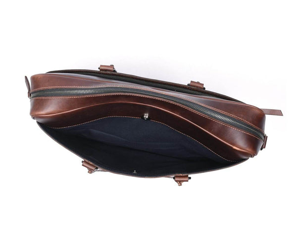 Broadway Leather Office Bag – Walnut Brown - Aaron Leather Goods