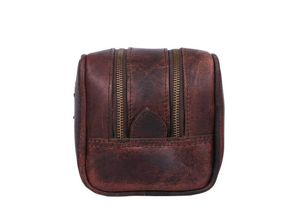 Tampa Leather Toiletry Bag - Walnut Brown - Aaron Leather Goods