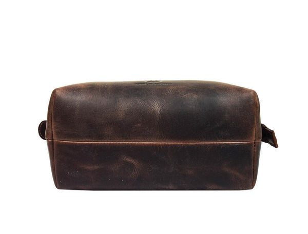 Valencia Canvas Leather Toiletry Bag - Vintage Brown - Aaron Leather Goods
