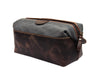 Valencia Canvas Leather Toiletry Bag - Vintage Brown - Aaron Leather Goods