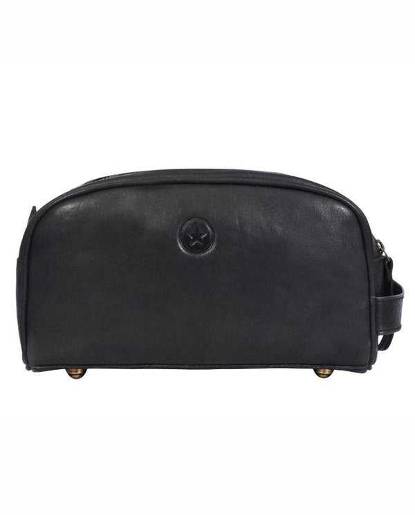 Omaha Leather Toiletry Bag - Raven Black - Aaron Leather Goods