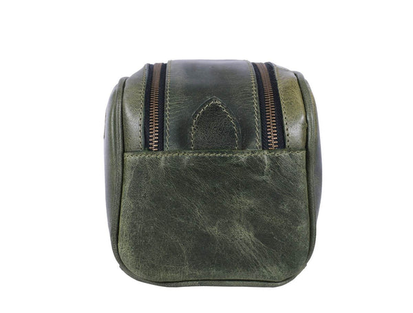 Omaha Leather Toiletry Bag - Seaweed Green - Aaron Leather Goods