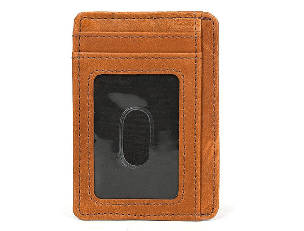 Utrera Leather Credit Card Holder - Caramel Brown - Aaron Leather Goods