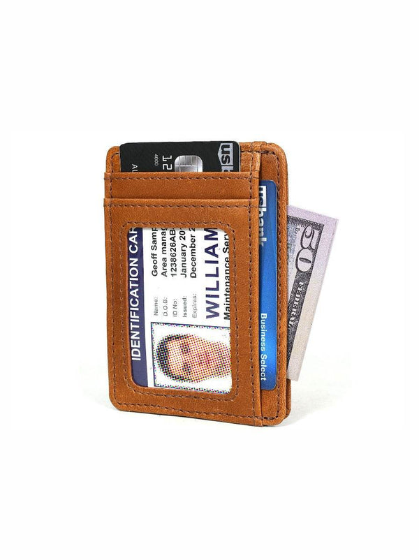 Utrera Leather Credit Card Holder - Caramel Brown - Aaron Leather Goods
