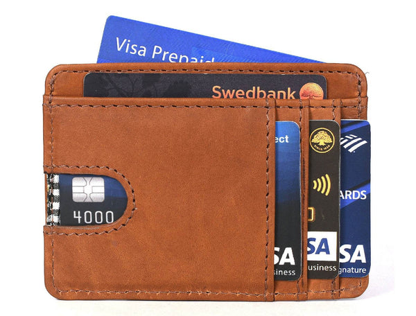 Utrera Leather Credit Card Holder - Chestnut - Aaron Leather Goods