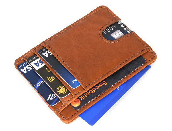 Utrera Leather Credit Card Holder - Chestnut - Aaron Leather Goods