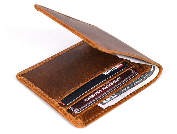 Osuna Mens Leather Wallet - Caramel Brown - Aaron Leather Goods