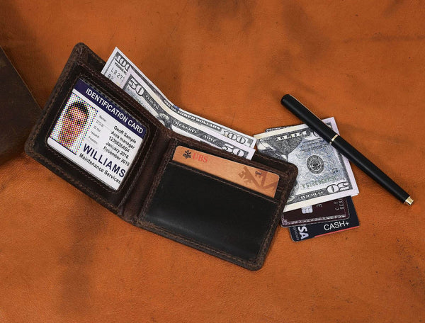 Osuna Mens Leather Wallet - Walnut Brown - Aaron Leather Goods
