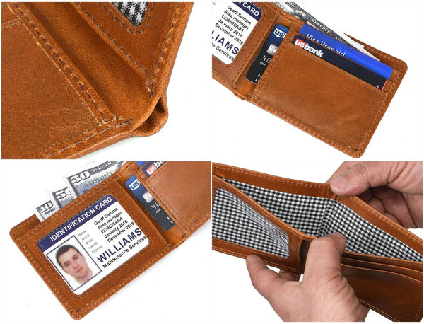 Osuna Mens Leather Wallet - Chestnut - Aaron Leather Goods