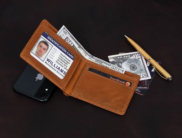 Osuna Mens Leather Wallet - Chestnut - Aaron Leather Goods