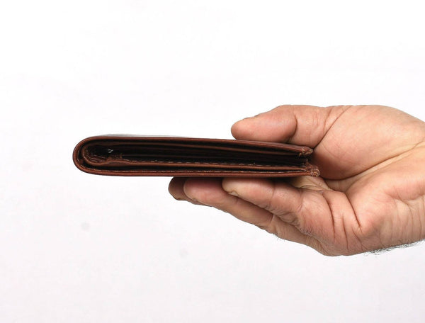 Cuenca Leather Bifold Mens Wallet - Walnut Brown - Aaron Leather Goods