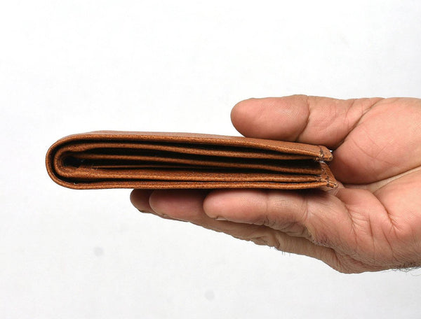 Cuenca Leather Bifold Mens Wallet - Chestnut - Aaron Leather Goods