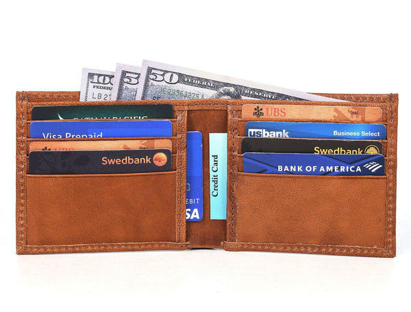 Cuenca Leather Bifold Mens Wallet - Chestnut - Aaron Leather Goods