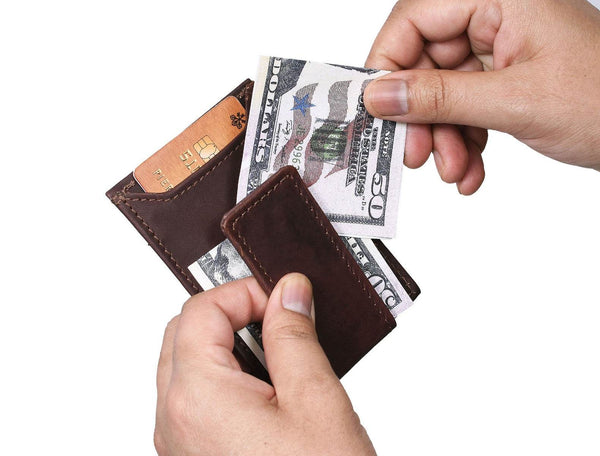 Sestao Leather Minimalist Money Clip Wallet - Walnut Brown - Aaron Leather Goods