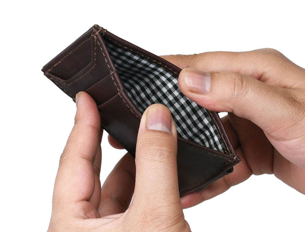 Sestao Leather Minimalist Money Clip Wallet - Walnut Brown - Aaron Leather Goods