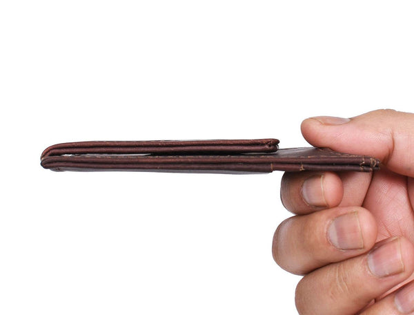 Sestao Leather Minimalist Money Clip Wallet - Walnut Brown - Aaron Leather Goods