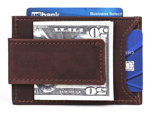 Sestao Leather Minimalist Money Clip Wallet - Walnut Brown - Aaron Leather Goods
