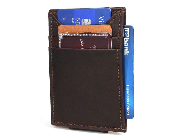 Sestao Leather Minimalist Money Clip Wallet - Walnut Brown - Aaron Leather Goods