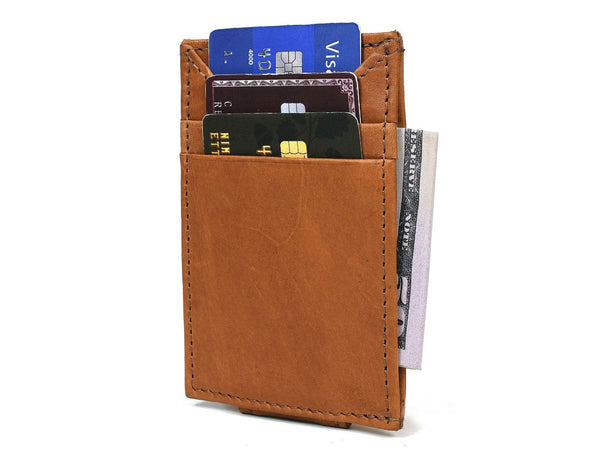 Sestao Leather Minimalist Money Clip Wallet - Chestnut - Aaron Leather Goods