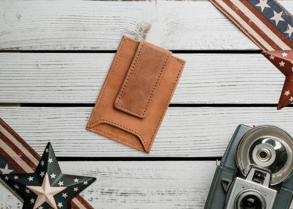 Sestao Leather Minimalist Money Clip Wallet - Chestnut - Aaron Leather Goods