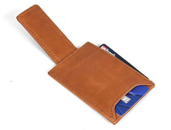 Sestao Leather Minimalist Money Clip Wallet - Chestnut - Aaron Leather Goods