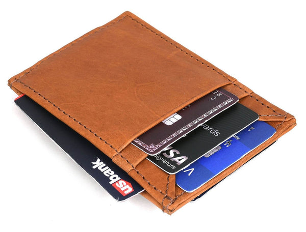 Sestao Leather Minimalist Money Clip Wallet - Chestnut - Aaron Leather Goods