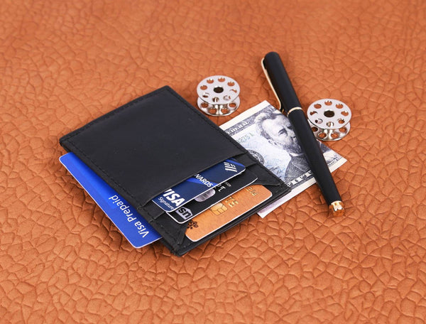 Sestao Leather Minimalist Money Clip Wallet - Raven Black - Aaron Leather Goods