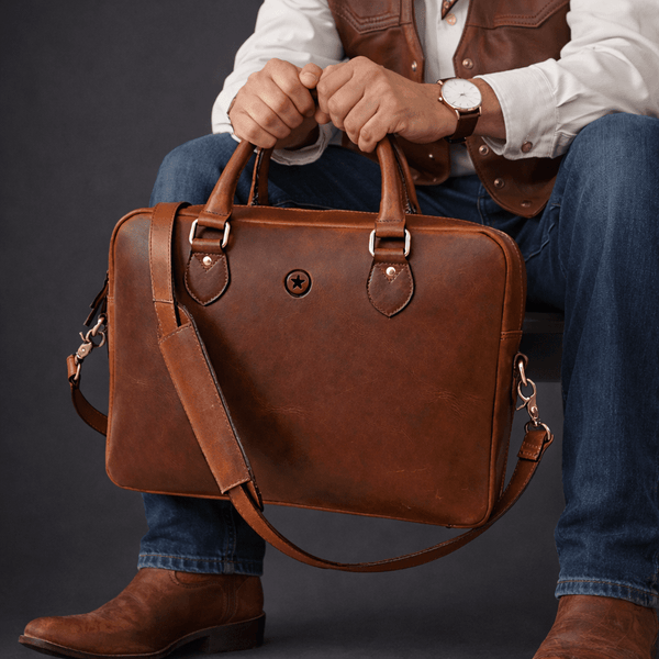Madison Leather Office Bag - Lux Tan - Aaron Leather Goods