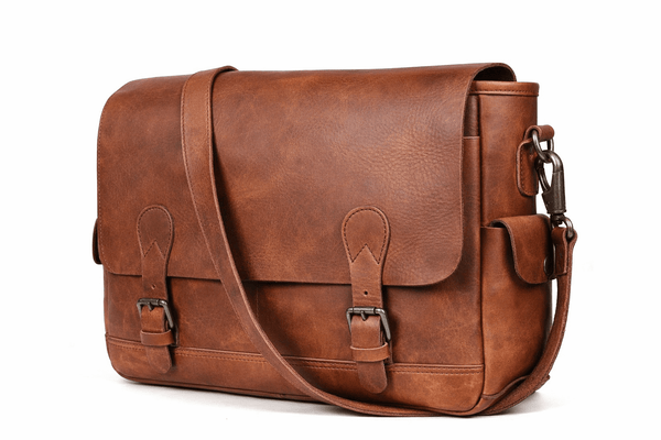 Madrid Leather Messenger Bag - Brown - Aaron Leather Goods Inc