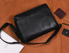 Savona Leather Messenger Bag - Raven Black - Aaron Leather Goods