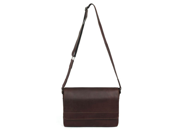 Villandry Leather Messenger Bag - Walnut Brown - Aaron Leather Goods