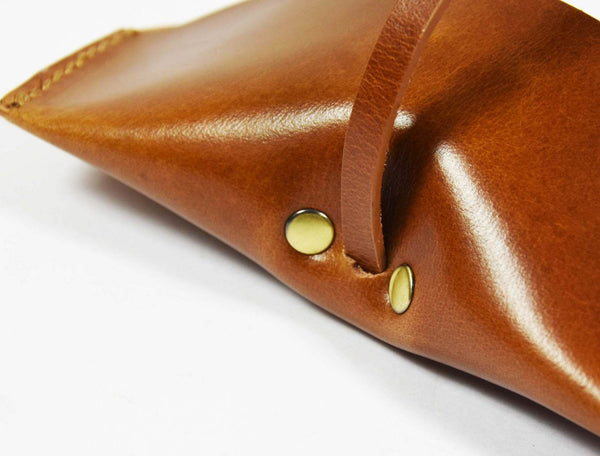 Nantes Leather Eyewear Case - Caramel Brown - Aaron Leather Goods