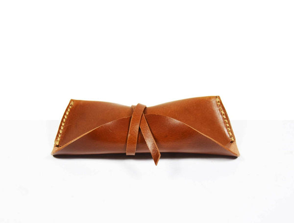 Nantes Leather Eyewear Case - Caramel Brown - Aaron Leather Goods