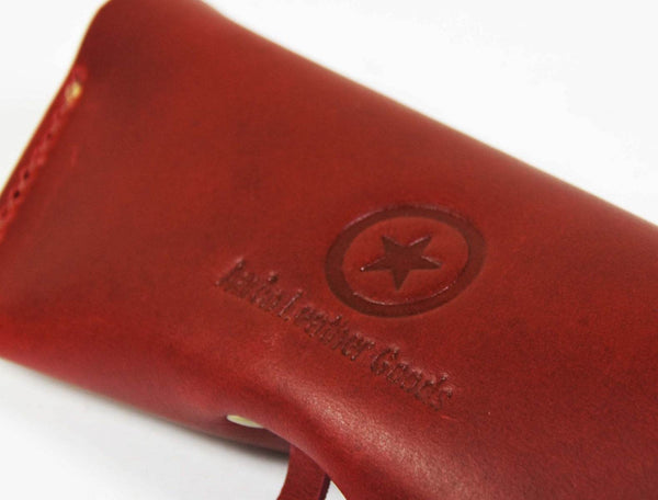 Nantes Leather Eyewear Case - Distressed Red - Aaron Leather Goods