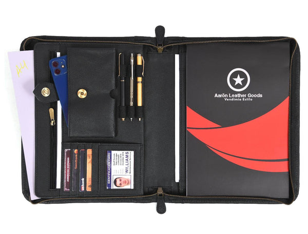 Austin Leather Organizer - Raven Black - Aaron Leather Goods