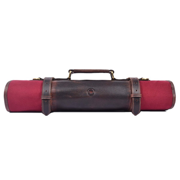 Premium Leather Chef Knife Roll – Red & Brown - Aaron Leather Goods