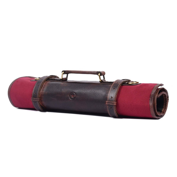 Premium Leather Chef Knife Roll – Red & Brown - Aaron Leather Goods