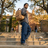 Premium Tan Canvas Backpack with Leather Zipper - Aaron Leather Goods Inc