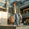 Premium Tan Canvas Backpack with Leather Zipper - Aaron Leather Goods Inc