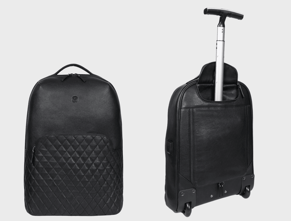 Atria Upcycled Leather Trolley Bag - Black - Aaron Leather Goods