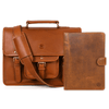 Aaron Leather Goods leather Briefcase & Organizer Combo - Brown - Aaron Leather Goods