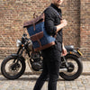 Vintage Blue Canvas & Leather Backpack - Aaron Leather Goods Inc